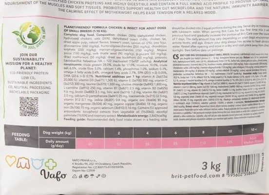 Корм сухий для собак малих порід Brit Care Dog Sustainable Adult Small Breed з куркою та комахами, 3 кг