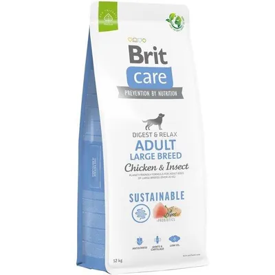Корм сухий для собак великих порід Brit Care Dog Sustainable Adult Large Breed з куркою та комахами, 12 кг