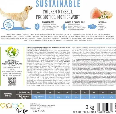 Корм сухий для собак великих порід Brit Care Dog Sustainable Adult Large Breed з куркою та комахами, 12 кг