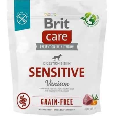 Корм сухий для дорослих собак з чутливим травленням Brit Care Sensitive Grain Free беззерновий з олениною, 1 кг