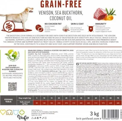 Корм сухий для дорослих собак з чутливим травленням Brit Care Sensitive Grain Free беззерновий з олениною, 1 кг