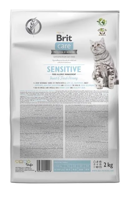Корм сухий для кішок з харчовою непереносимістю Brit Care Cat GF Insect з комахами та рибою, 2 кг