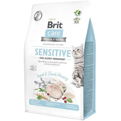 Корм сухий для кішок з харчовою непереносимістю Brit Care Cat GF Insect з комахами та рибою, 400 г