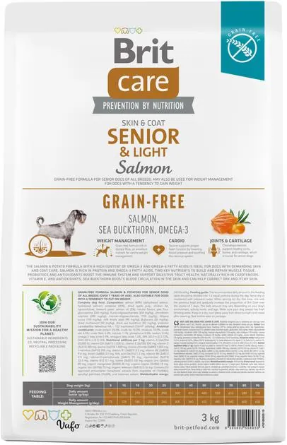 Корм сухий для літніх собак Brit Care Dog Senior & Light Grain-free беззерновий з лососем, 3 кг