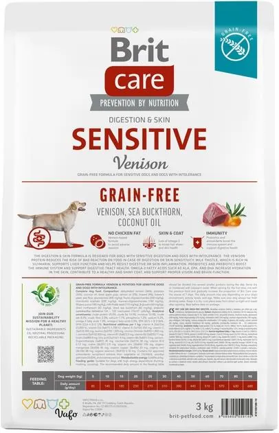 Корм сухий для дорослих собак з чутливим травленням Brit Care Sensitive Grain Free беззерновий з олениною, 3 кг