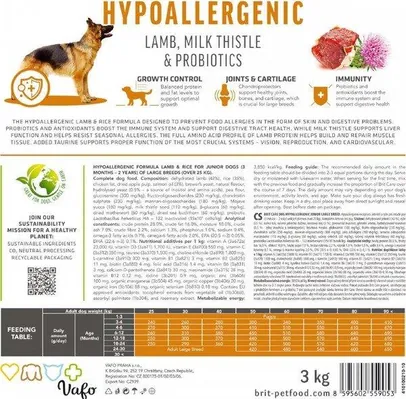 Корм сухий Brit Care Dog Hypoallergenic Junior Large Breed гіпоалергенний для молодих собак великих порід з ягням, 12 кг