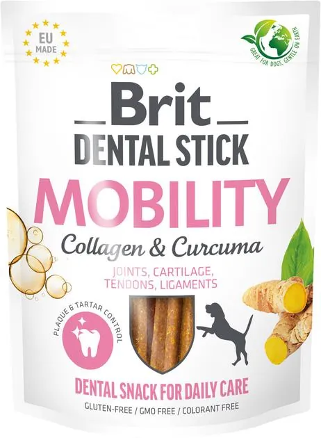 Ласощі для собак Brit Dental Stick Mobility для суглобів колаген та куркума, 7 шт (251 г)