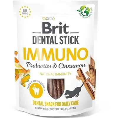 Ласощі для собак Brit Dental Stick Immuno для міцного імунітету пробіотики та кориця, 7 шт (251 г)