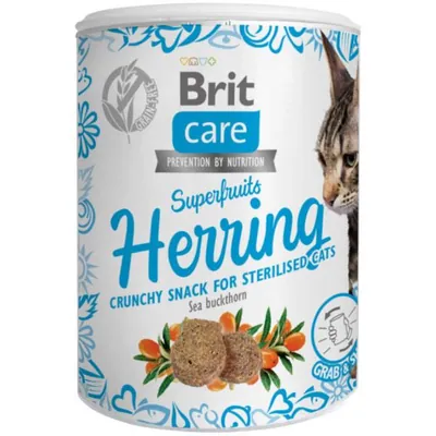 Ласощі для котів Brit Care Superfruits Snack Herring хрусткі оселедець, 100 г