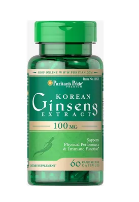 Екстракт Корейського женьшеню Puritan's Pride Korean Ginseng Standardized 100 мг, 60 капсул