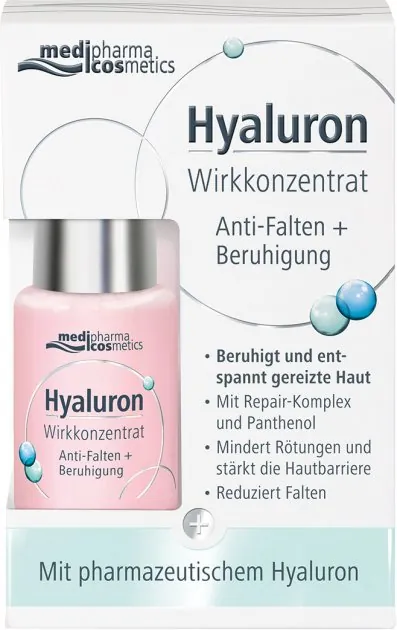 Сироватка для обличчя Medipharma Cosmetics Hyaluron активний гіалурон-концентрат для відновлення чутливої шкіри, 13 мл