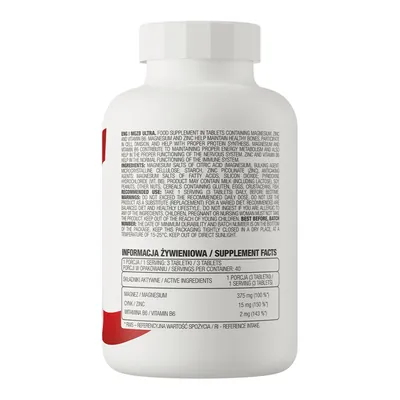 Магній, цинк і вітамін B6 OstroVit MgZB Ultra, 120 таблеток