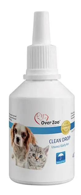 Рідина для видалення слідів сліз Over Zoo Clean Drop для собак та котів, флакон-крапельниця, 40 мл