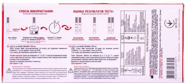 Тест-смужка Alpe in-vitro Maybe для визначення вагітності високочутлива 25 мМО/мл, 1 штука