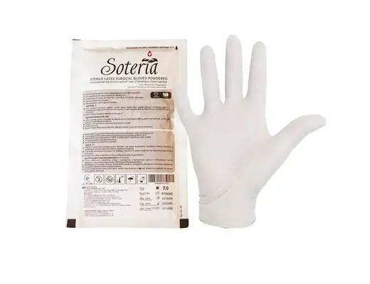 Рукавички хірургічні Soteria латексні з пудрою, розмір 7,0 стерильні, пара