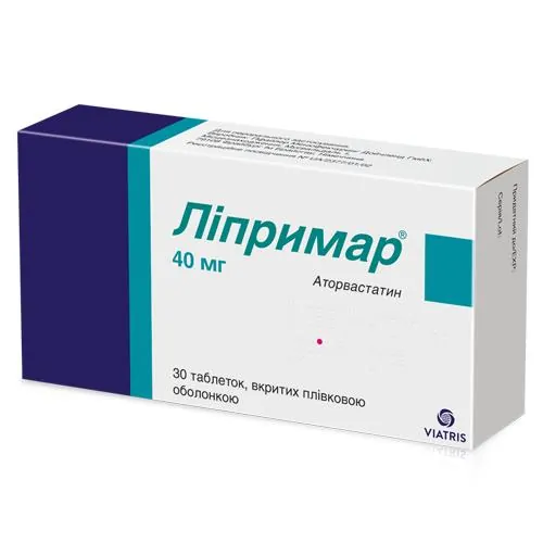 Ліпримар таблетки, в/плів. обол. по 40 мг №30 (10х3)