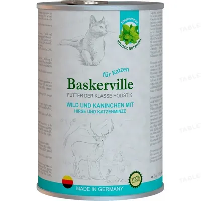 Консерва для котів Baskerville Holistic оленина з кроликом і котячою м'ятою, 400 г