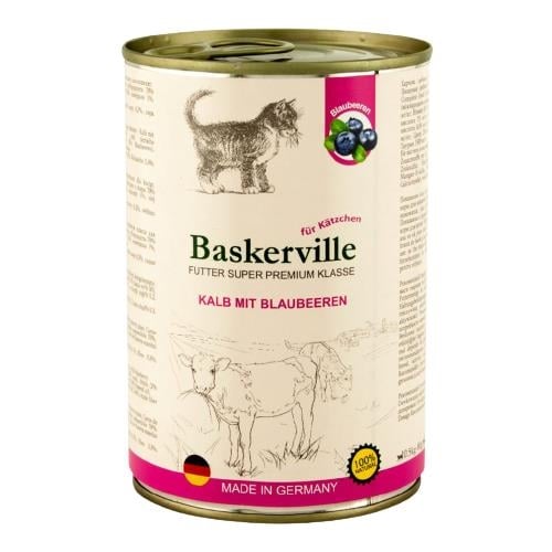 Консерва для котят Baskerville Super Premium телятина с черникой, 400 г