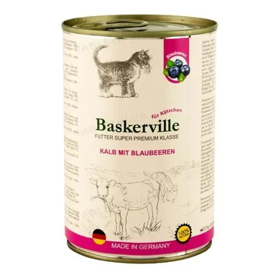 Консерва для кошенят Baskerville Super Premium телятина з чорницею, 400 г
