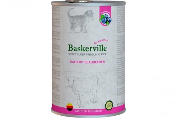 Консерва для котят Baskerville Super Premium телятина с черникой, 400 г