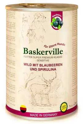 Консерва для собак Baskerville Sensitive Оленина з чорницею і спіруліною, 400 г