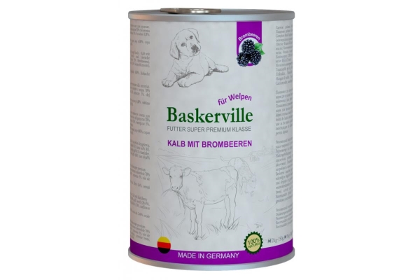 Консерва для цуценят Baskerville Super Premium з телятиною і ожиною, 400 г