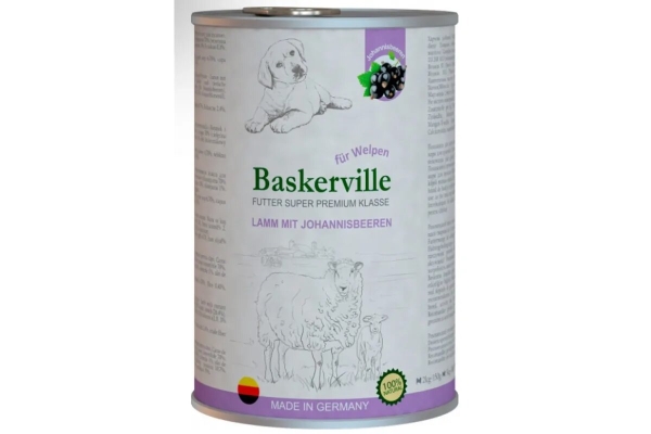 Консерва для цуценят Baskerville Super Premium з ягням і смородиною, 400 г
