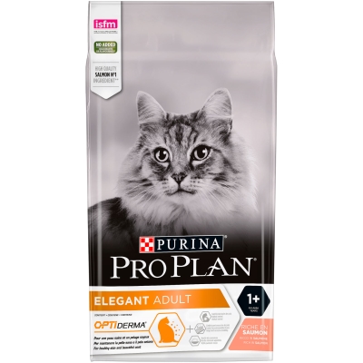 Корм сухой для котов Purina Pro Plan Elegant Adult 1+ с лососем, 1,5 кг