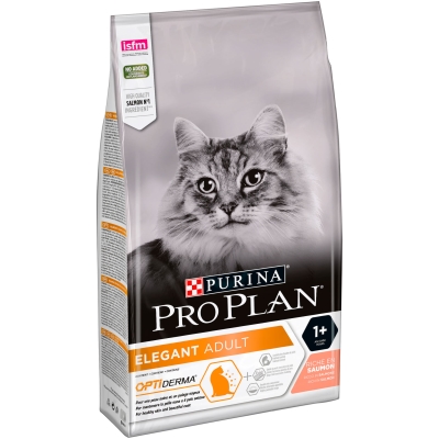 Корм сухой для котов Purina Pro Plan Elegant Adult 1+ с лососем, 1,5 кг