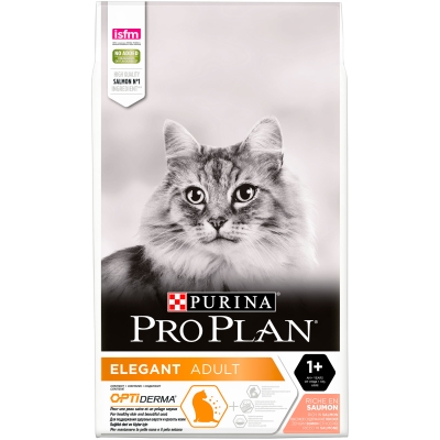 Корм сухой для котов Purina Pro Plan Elegant с лососем, 10 кг