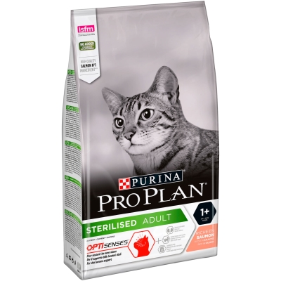 Корм сухой для котов Purina Pro Plan Sterilised Adult 1+ с лососем, 1,5 кг