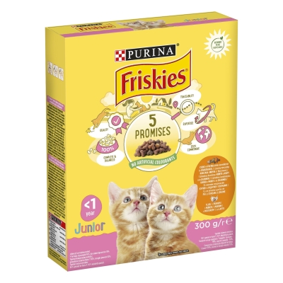 Корм сухий для кошенят Purina Friskies Junior з куркою, молоком і овочами, 300 г