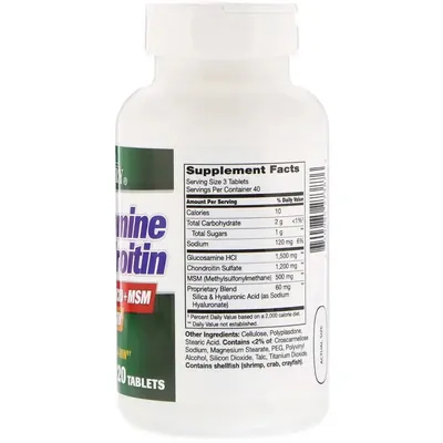 Глюкозамін хондроїтин 21st Century Glucosamine Chondroitin Plus Hyaluronic Acid + MSM Maximum Strength, 120 таблеток