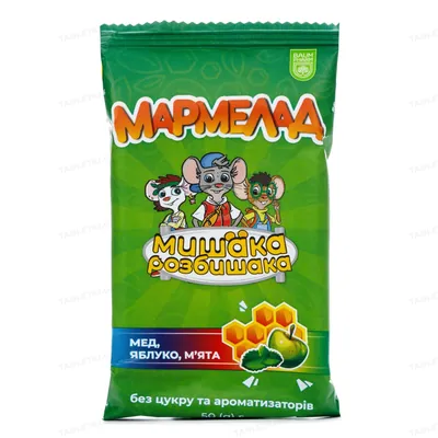 Мармелад Baum Pharm Мишака розбишака мед, яблуко та м’ята, 50 г