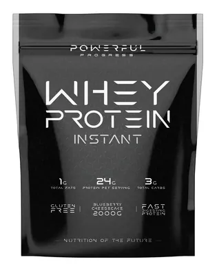 Протеїн сироватковий концентрат Powerful Progress 100% Whey Protein Instant чорничний чізкейк, 2000 г