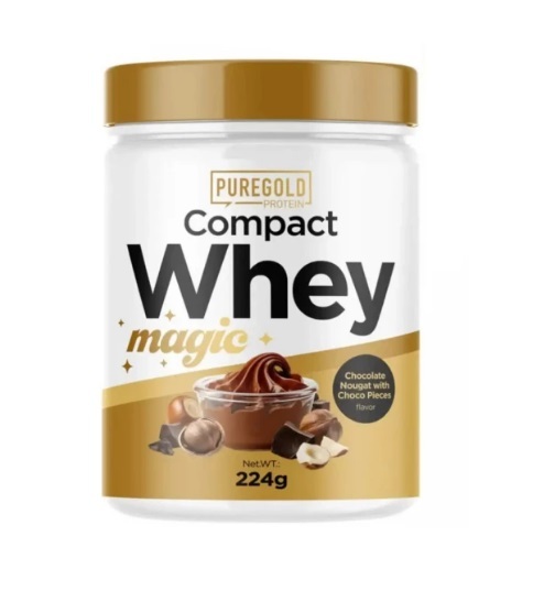 Протеин Pure Gold Protein Compact Whey Magic Chocolate Nougat with Choco Pieces, шоколадная нуга с кусочками шоколада, 224 г