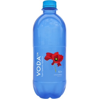 Вода минеральная Voda UA Родная Настоящая Украинская газированная, 0,5 л
