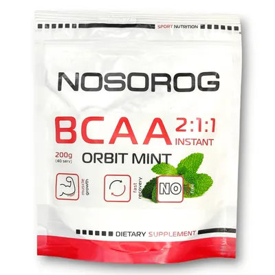 Амінокислоти Nosorog BCAA 2:1:1 Instant м'ятна жуйка, 200 г