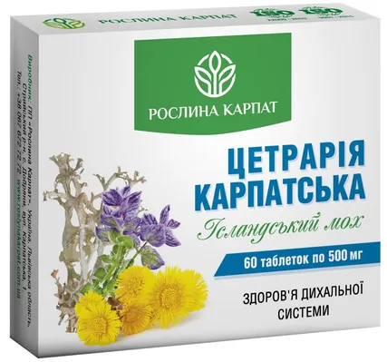 Цетрарія Карпатська Рослина Карпат таблетки по 500 мг №60