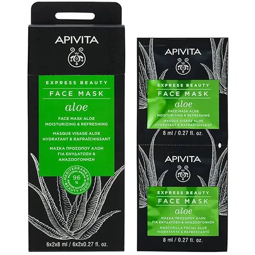 Маска для обличчя Apivita Express Beauty Зволоження та свіжість з алое, 2 шт х 8 мл