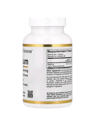 Селен бездріжджовий California Gold Nutrition Selenium 200 мкг вег. капсули №180