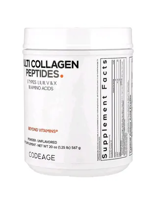 Колагенові пептиди CodeAge Hydrolyzed Multi Collagen Peptides з нейтральним смаком, 567 г