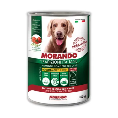 Корм вологий Morando Tradizioni для собак шматочки в соусі з яловичиною, 405 г