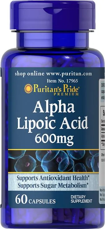 Альфа-ліпоєва кислота Антиоксидантний захист Puritan's Pride Alpha Lipoic Acid 600 мг, 60 капсул