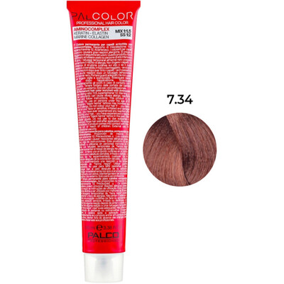 Крем-краска для волос Palco Professional Color № 7.34 блонд средний золотисто-медный, 100 мл
