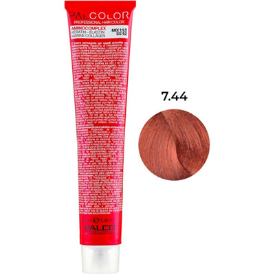 Крем-краска для волос Palco Professional Color № 7.44 блонд средний интенсивно-медный, 100 мл