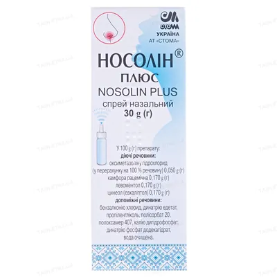 Носолін плюс спрей наз. по 30 г у балон.