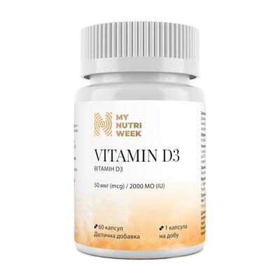 Вітамін D3 My Nutri Week Vitamin D3 50 мкг (2000 МО), 60 капсул