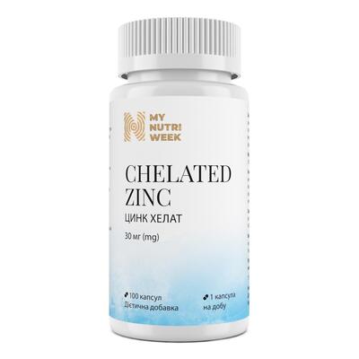 Цинк хелат My Nutri Week Chelated Zinc 30 мг, 100 капсул