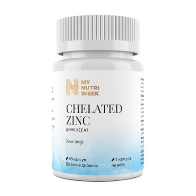 Цинк хелат My Nutri Week Chelated Zinc 30 мг, 60 капсул